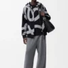 Sudadera con capucha y cremallera de lana y algodón Sudadera con capucha y cremallera de lana y algodón