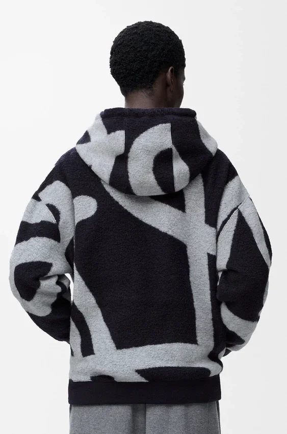 Sudadera con capucha y cremallera de lana y algodón Sudadera con capucha y cremallera de lana y algodón