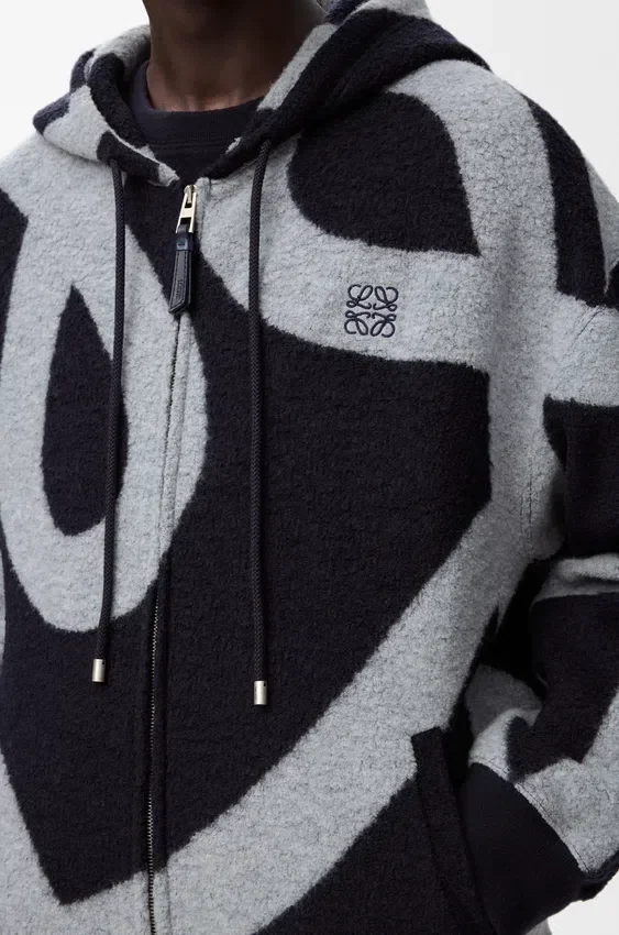 Sudadera con capucha y cremallera de lana y algodón Sudadera con capucha y cremallera de lana y algodón
