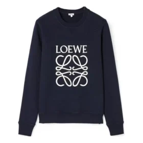 Suéter de algodón para hombre con el logotipo Anagram de loewe bordado, color azul marino, H526341Xa1-5110