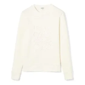 Suéter de algodón para hombre de loewe con el logotipo Anagram bordado, color blanco cremoso, H526341Xa1-2370