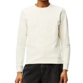 Suéter de algodón para hombre de loewe con el logotipo Anagram bordado, color blanco cremoso, H526341Xa1-2370