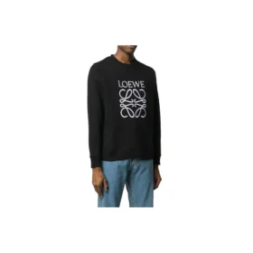 Suéter para hombre con estampado del logotipo de la marca loewe, color negro, H6109900Cr-1100