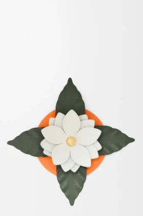 Tapa para vela pequeña de orquídea en piel de becerro clásica y latón