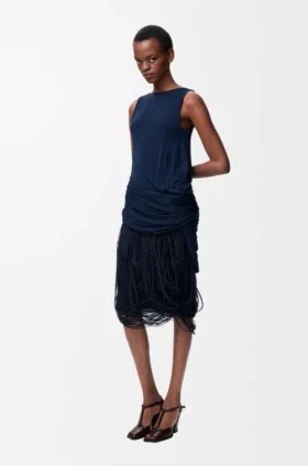 Vestido adornado de viscosa