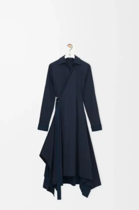 Vestido drapeado de algodón
