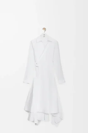 Vestido drapeado de algodón