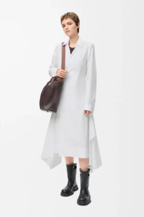Vestido drapeado de algodón