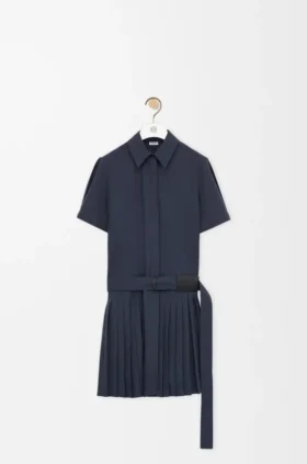 Vestido plisado de mezcla de algodón