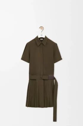 Vestido plisado de mezcla de algodón