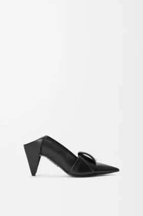 Zapatos de tacón con solapa tipo origami en piel de cordero